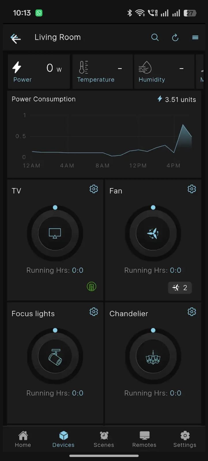 LUEUR Scene Details screen